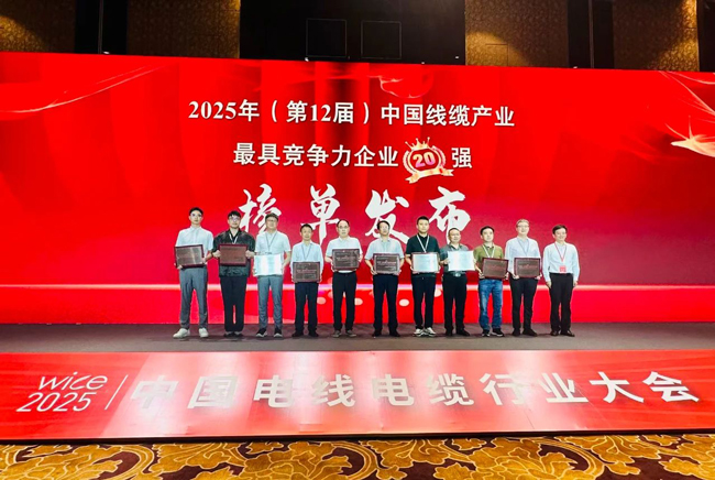 一连5年！PG国际电缆荣膺中国线缆行业20强、广东线缆行业前3强